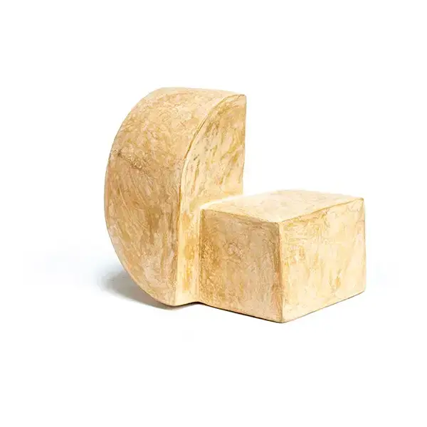 Duo I geometric sculpture in tan burnished plaster