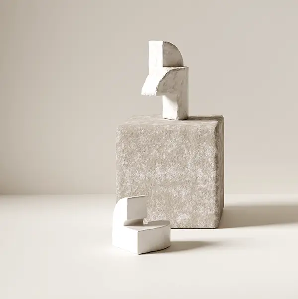 Direction & Resting sculptures in white burnished plaster