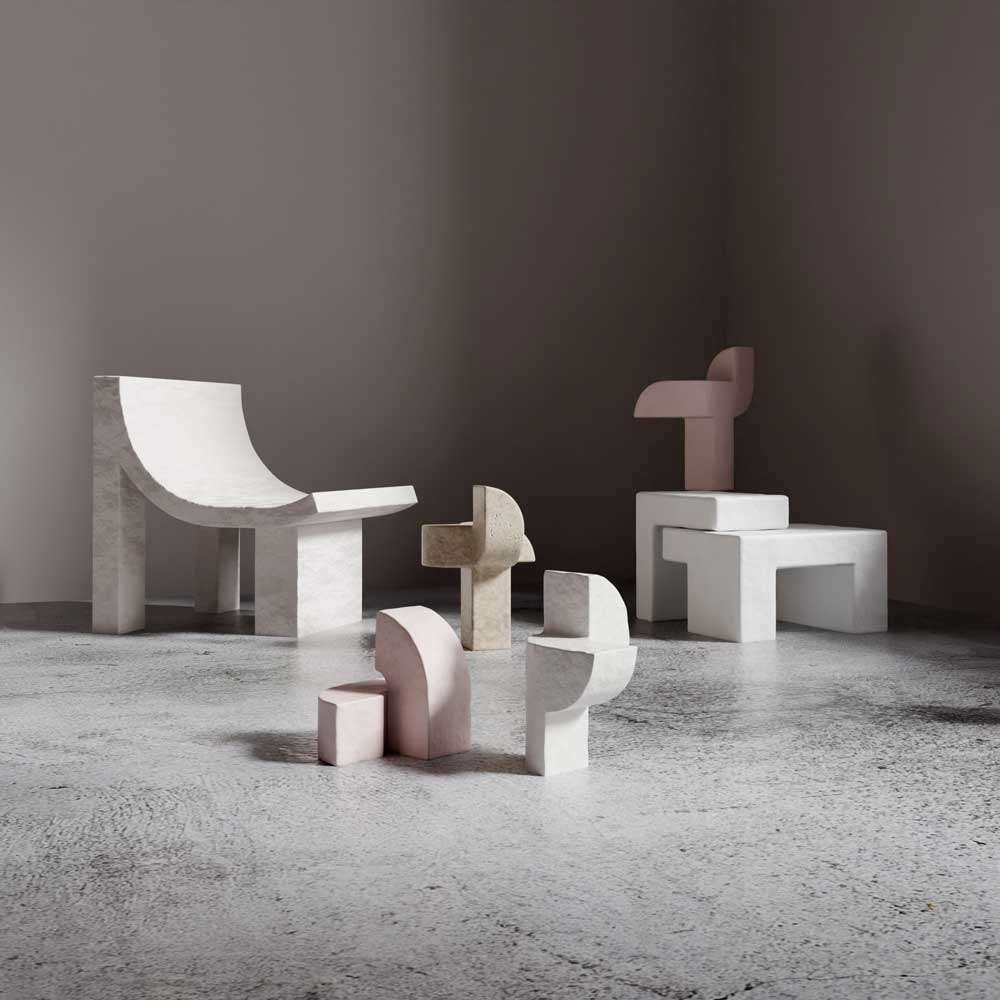 Selection of furniture and sculptures